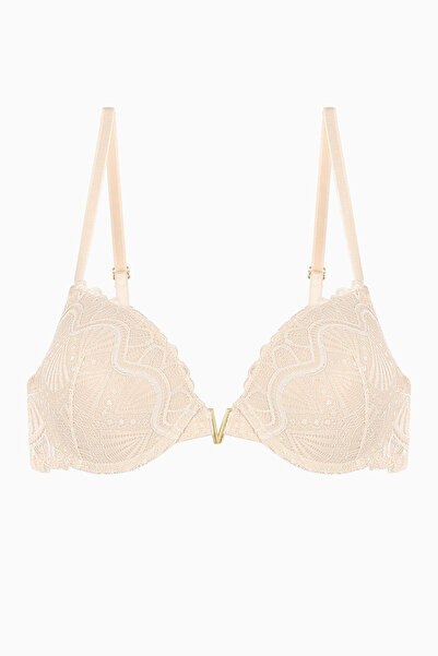 Weweus حمالة صدر دانتيل بتفاصيل ذهبية من آنا - رافعة للأعلى - 2568 - جلد