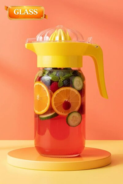 LE PARİS 1 Lt Cam Sürahi Narenciye Sıkacağı | Kapaklı Portakal Limon Sıkacağı...