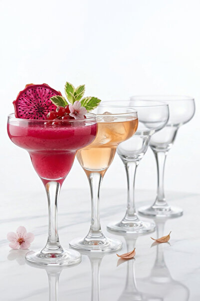 The Mask Elturko 4'lü Cam Margarita & Kokteyl & Meşrubat & Milkshake & Smooth...