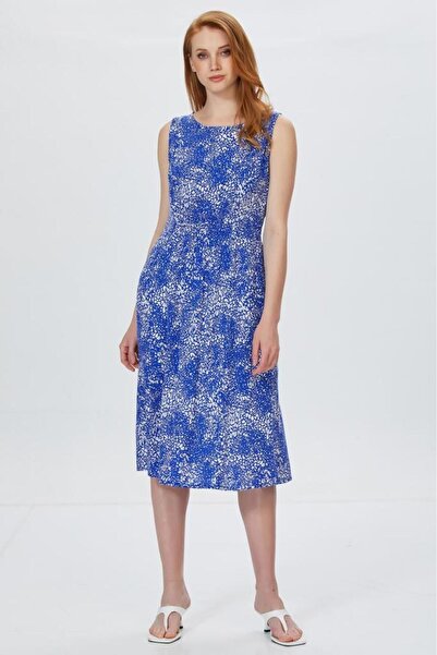 İKİLER Beli Lastikli Kolsuz Elbise 099-5003