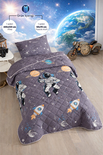 Formeya Astronot - Uzay Desenli Tek Kişilik Yatak Örtüsü Takımı 160 x 230 cm ...
