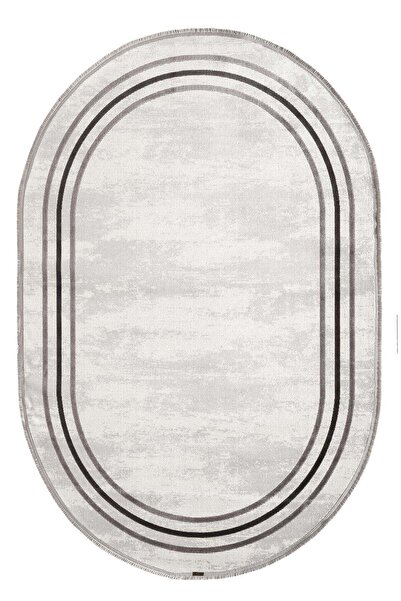 Karmen Halı Trend 2803 Gri Oval Akrilik Salon Mutfak Yatak Odası Halısı Makin...