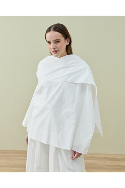 Aybikestil Poplin Seyyar Atkılı Kimono Bluz Ekru