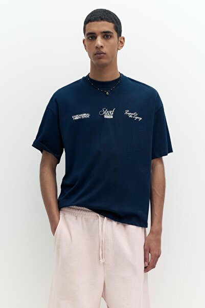 Pull & Bear Mavi STWD grafik tişört