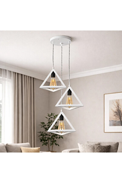 Grecia Modern triple pendant light, white, adjustable lighting, E27*3L