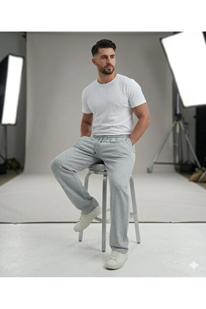 barozzi Men's Sweatpants 2 Ip Wide-Leg Full Fit Solid Color Transitional with...