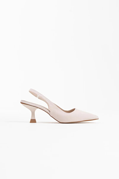 Belinora Pantofi cu toc din satin bej pentru femei TR08MS08B