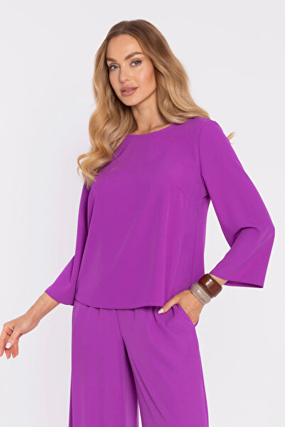 Made of Emotion Elegant blouse with wide sleeves - lavender