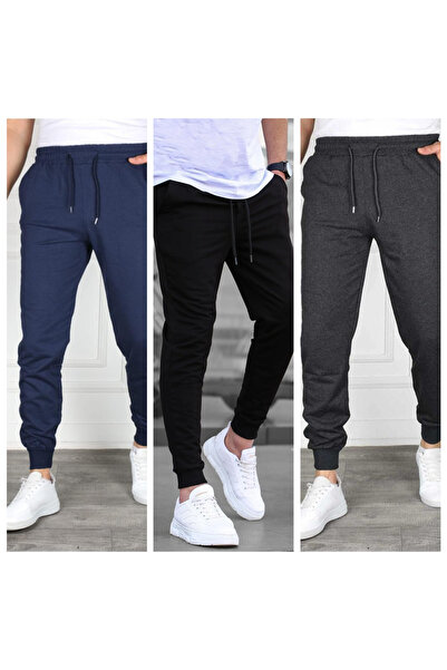 GOLSREY 3-Piece Men's Ribbed Leg Relaxed Fit Sweatpants (Regenerated Fabric)