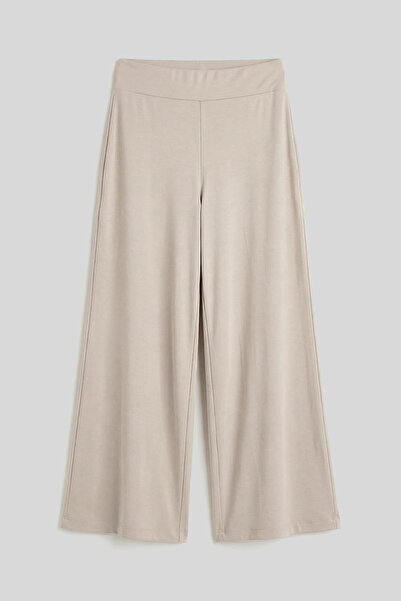 TOMMY LIFE بنطلون نسائي بيج واسع الساق بتصميم كورساج - 94681