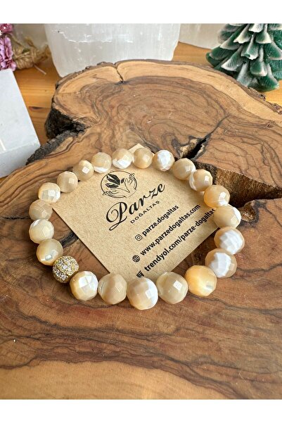 parze doğaltaş Micro Faceted Brown Bracelet