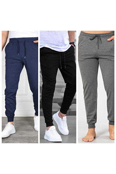 GOLSREY 3-Piece Men's Ribbed Leg Relaxed Fit Sweatpants (Regenerated Fabric)