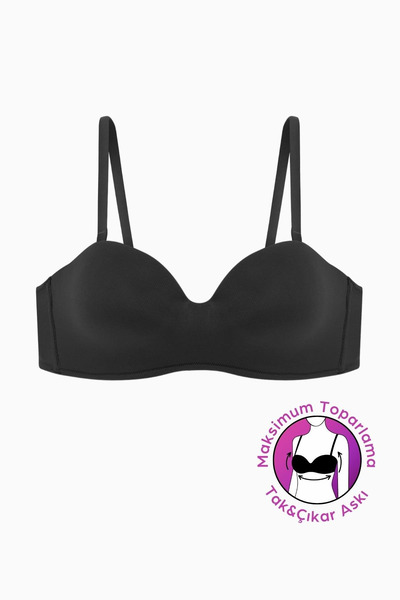 Weweus Lotus Unpadded Full Cup Strapless - Black - Removable Straps - Micro F...