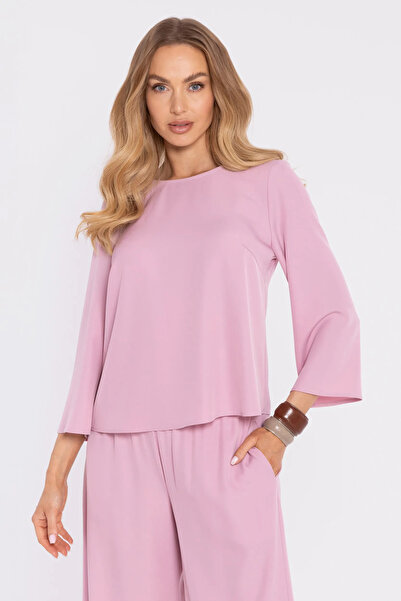 Made of Emotion Elegant blouse with wide sleeves - powder pink