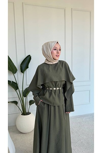 Balenbi Cape Detailed Belt Piece Hijab Women's Skirt Set 1202 – Form Series