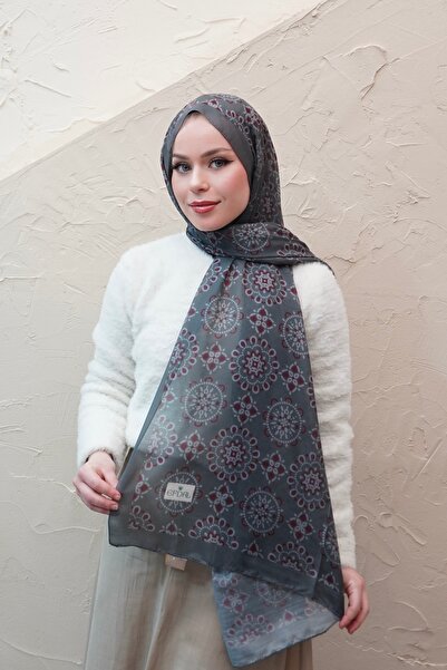 efdal şal eşarp Sun Geometric Pattern Aqua Cotton Shawl