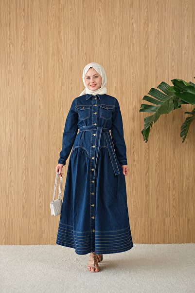 LOCCO Women's Double Pocketed Waist Drawstring and Stitching Detail Buttoned ...