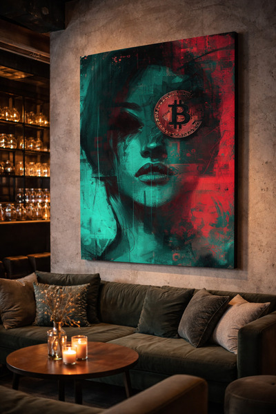 EvimeTablo Bitcoin Cyberpunk Kadın Kanvas Tablo – Modern Dijital Sanat Duvar ...