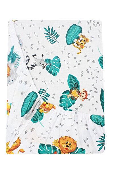 PRICHINDEL Jungle Animals Fitted Sheet, Multicolor, 140x70 cm