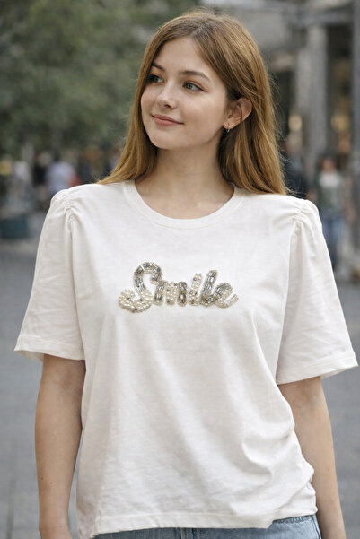 Bebeplus 30696 Tshirt with Stones on the Front Padded Shoulders