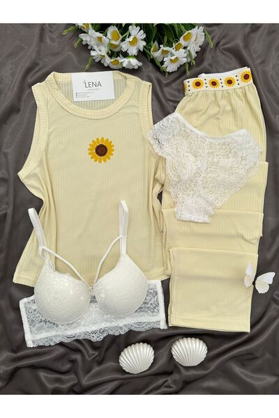 Lena Homewears Women's Underwear and Lingerie Suspender C Cropped Pajama Set