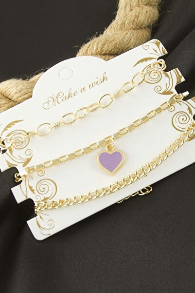 FREEDOM STOREE سوار سلسلة على شكل قلب 3 قطع