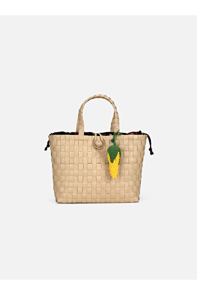 SU14 Hayriye Small Cream Basket Bag