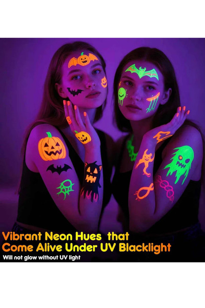 ALLStore UV IŞIKTA PARLAYAN NEON GLOW PARTİ YÜZ ,VÜCUT VE YÜZEY BOYA KALEMİ 8 RENK (UV FENER HEDİYELİ)