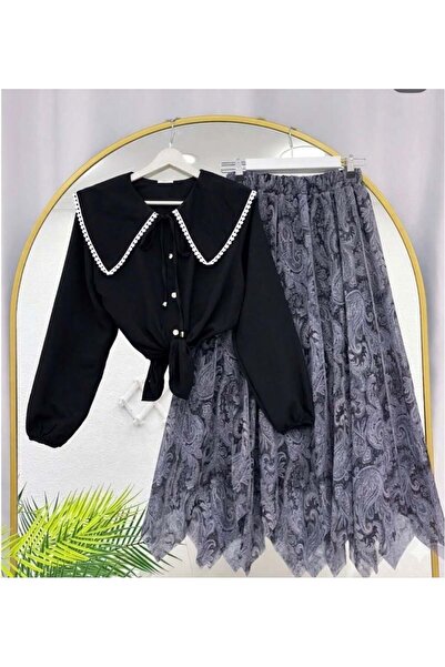 modasindoma Γυναικείο Σετ Φούστας από Σιφόν Μαύρο