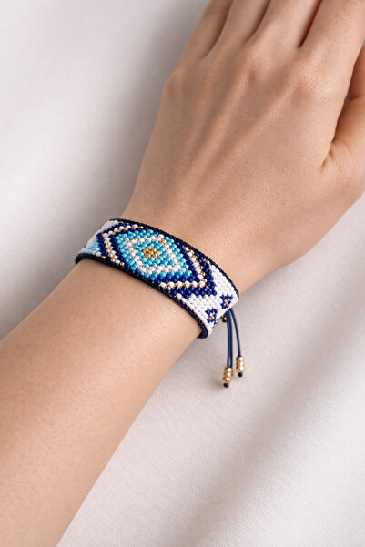 RAWR Co. Nazar Boncuk Desenli Etnik Miyuki Boncuk Dokuma Bileklik – Asansör S...