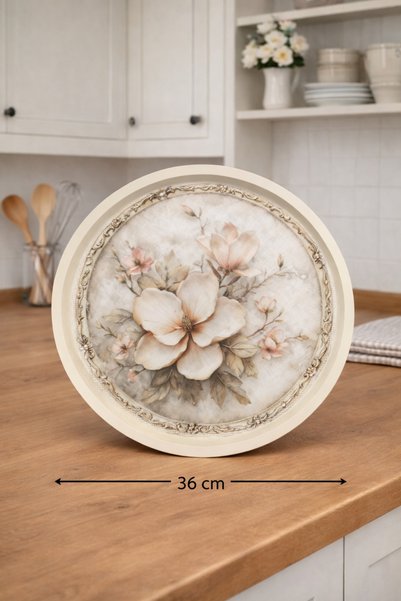 Zucci Home English Vintage 2-Piece Coffee and Tea Serving Tray Magnolia Bloom + Floral Vintage Presentation Tray 2 Pieces