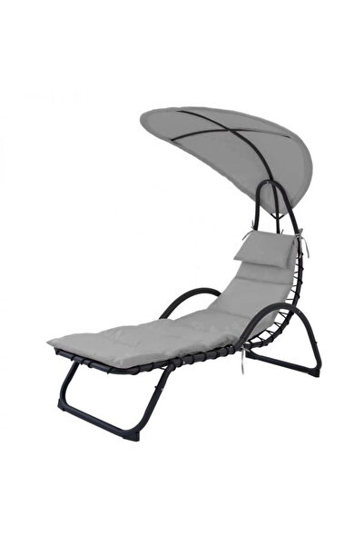 Selgot Sun Lounger with Sun Protection, Modernhome, 189 x 165 x 73 cm, Gray