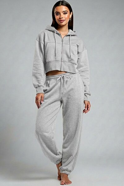 DJC Women's Cropped Jacket and Jogger Pants Set