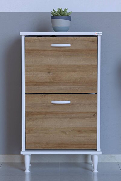 Modilayn Umay Ayakkabılık (52 cm) Ayaklı 2 Düşer Kapaklı 4 Raflı (5 Farklı Re...