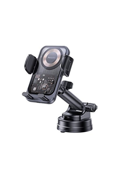 Yesido Suport auto cu încărcare wireless, 15W, ventuză, pentru bord și parbri...