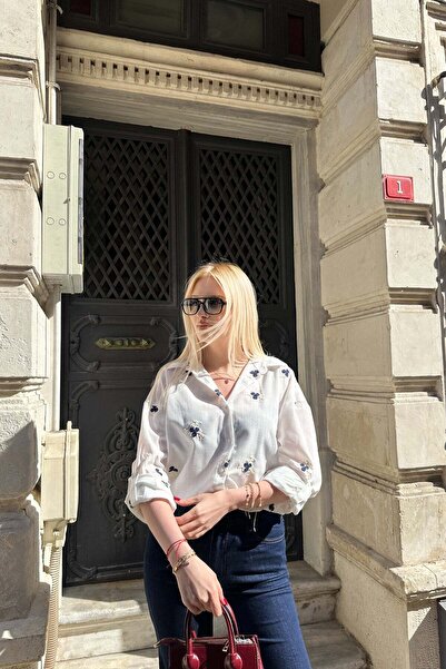 lizge giyim EMBROIDERY DETAIL SHIRT