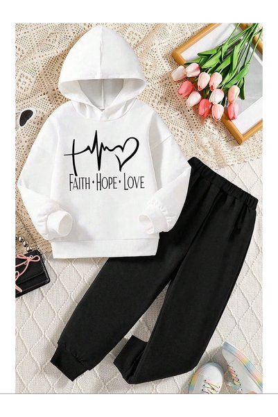 shams style Unisex Hooded Sweatshirt Top and Bottom Tracksuit Set
