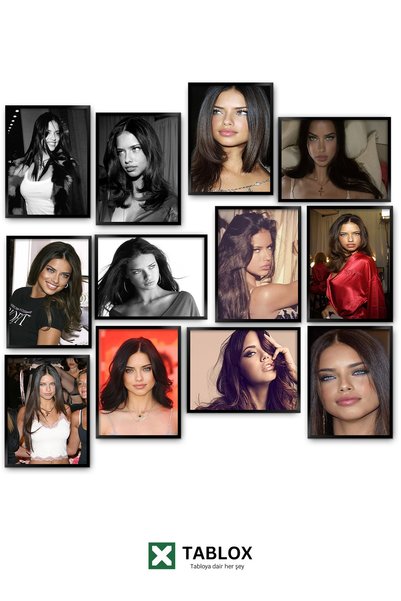 TABLOX Set de pictură decorativă MDF, 12 piese, model Adriana Lima, portret estetic, frumusețe, artă