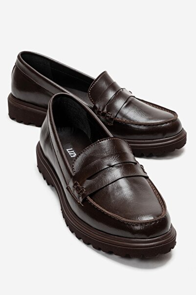 Lizy Shoes Kadın Kalın Taban Loafer Ayakkabı Günlük Rahat Klasik Stil