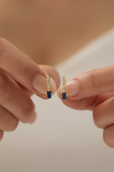 SUNSHINE 925 Ayar Gümüş ,Gold Kaplamalı Ruby Taşlı Çubuk Mengeç Minimal Tasar...