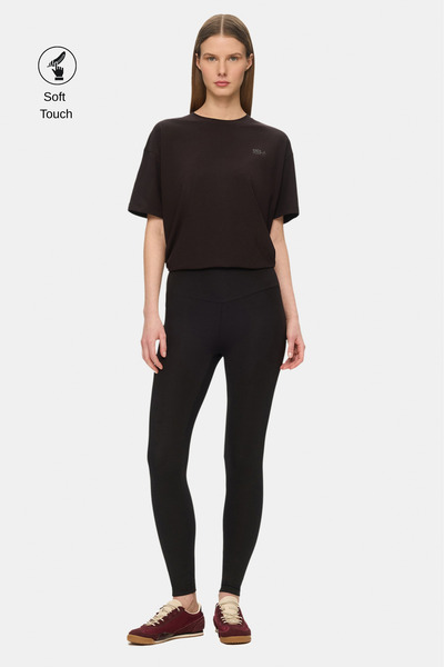 UCLA CHERIE أسود ملمس ناعم قماش مودال قماش مطبوع عالي الخصر جيب مخفي بنطلون ض...