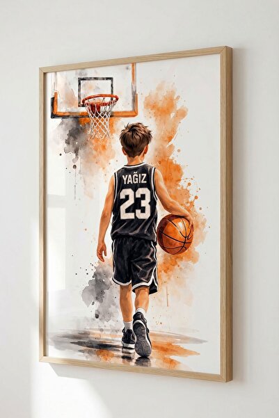 KİDEWO Kişiye Özel İsimli Basketbol Çocuk Odası 3'lü Poster Seti Duvar Tablos...