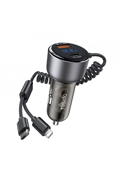 Yesido Car Charger USB, Type-C, 60W - (Y58) - Grey
