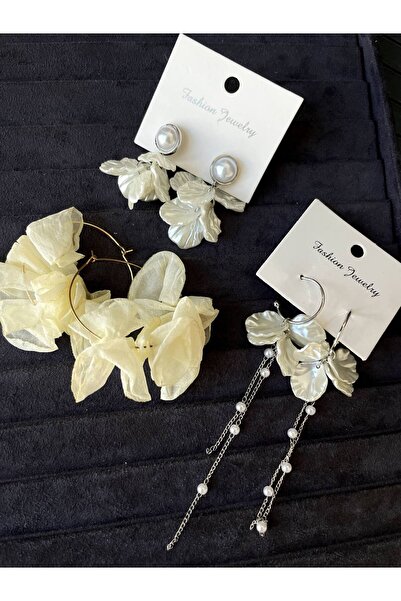 Luxiva 3 lü set minimal çelik kadın küpe avantajlı paket