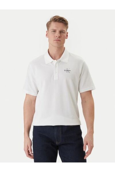 Calvin Klein BEYAZ LOGOLU ERKEK POLO T-SHIRT