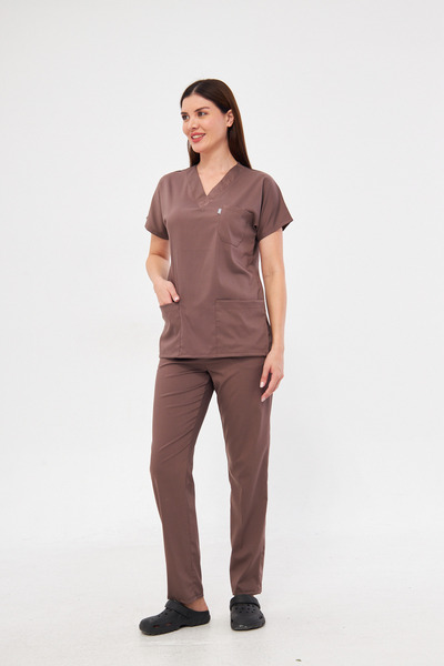 Class Üniforma Maro material elastic Uniformă unisex cu mâneci liliac pentru ...