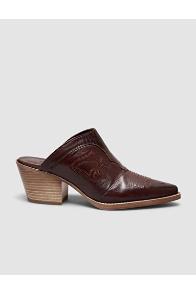 Cabani 100% Genuine Leather Brown Women's Cowboy Boots Slipper