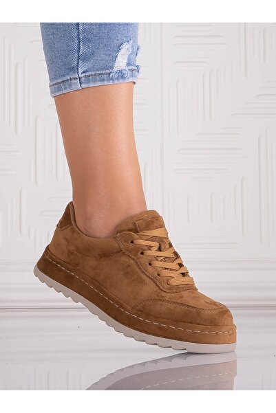 ALOGO Daliva Women's Camel Suede-Like Faux Leather Sneakers, Size 36