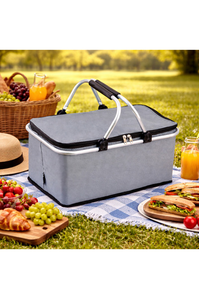 Selgot Thermal Folding Picnic Basket for Camping, 25L Capacity, Gray Color