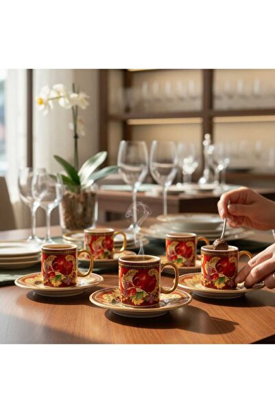 Carmen Soft 6 Kişilik 12 Parça Nil Türk Kahve Fincan Takımı